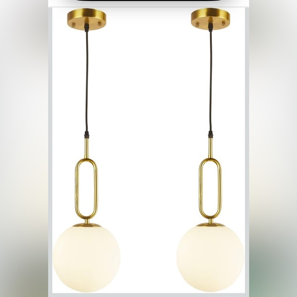 Modern Gold Pendant Lights – Brand New in Box (Set of 2)